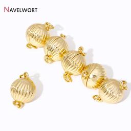 Fechos magnéticos fortes de latão banhado a ouro real 14K para fazer joias, conector de fecho magnético, fechaduras para joias, fecho para pulseira - Image 5