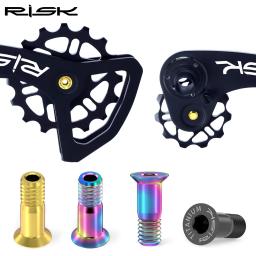 Risco 2 peças m5 * 14.2mm desviador traseiro de bicicleta jockey parafusos de roda parafusos de titânio mtb polia de estrada guia roda parafusos fixos acessórios - Image 2