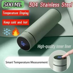 Garrafa térmica de aço inoxidável 304, exibição de temperatura inteligente, caneca térmica, duradoura, preservação do calor, garrafa de água bonito - Image 1