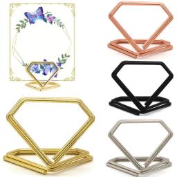 Diamante Forma Metal Memo Titular, Tabela Placecard, Photo Clip, Card Display Stand, Casamento Tabela Número Stands, 10pcs - Image 4