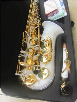 Saxofone Alto profissional A-992 White Gold Key Super Musical instrumento Alta Qualidade E Sax Plano Com Caso - Image 1
