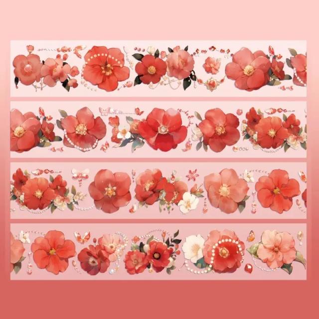 Fita PET Flor de Ouro Laser: Adesivo Decorativo Tridimensional DIY, 4 Estilos, 200cm por Rolo
