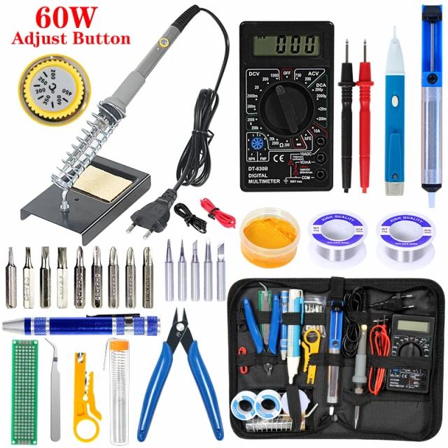 Kit de Soldagem Elétrica Digital 80W/60W com Temperatura Ajustável e Aquecedor de Cerâmica 220V