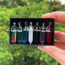 Cristais Chkra Apontados para Fazer Jóias, Forma de Bala, Contas de Cura, Decoração de Casa e Escritório, Natal e Aniversário Busines, 7 Pçs/set - Image 2