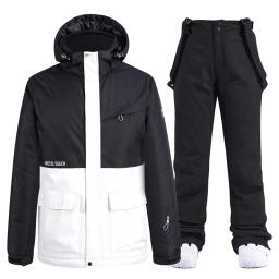 Terno de neve da moda masculina e feminina, roupas de inverno de esqui, conjuntos de jaqueta e calça de esqui de neve, roupas de snowboard, unsex,-30 quentes - Image 3