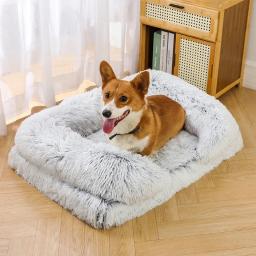 Cama grande cachorro, anel de pelúcia, cachorro, esteiras de dormir no chão, sofá, canil colchão, pet fornecimentos, inverno - Image 2