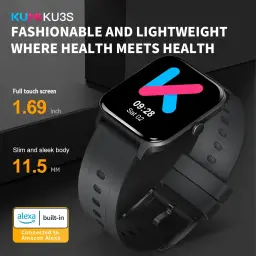 Kumi ku3s alexa relógio inteligente tuya chamada esporte fitness freqüência cardíaca pressão arterial monitor de sono ip68 à prova dip68 água feminino smartwatch - Image 2