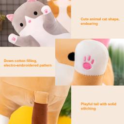 Almofada infantil de pelúcia, almofada de assento decorativa fofa de gato que dorme longa para envio - Image 5