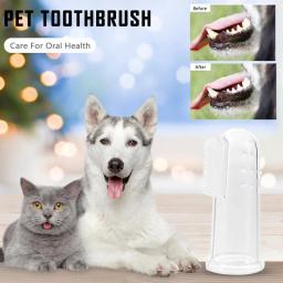 Gato suprimentos de limpeza super macio cão escovas de dentes sílica gel pet dedo escova de dentes de pelúcia cão mais mau respiração cuidados ferramentas - Image 2