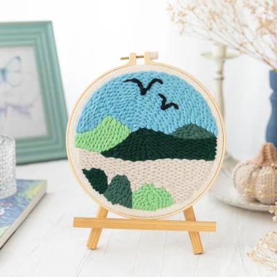 RUOPOTY-Bordados Starter Kits para Iniciantes, Punch Needle, Hoops Animals Picture, Artesanato DIY, 20x20cm - Image 1