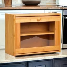 Grande caixa de pão de bambu, design à prova de vazamento, janela transparente, dupla camada, tampa segura, ideal para bancadas de cozinha, ba - Image 2