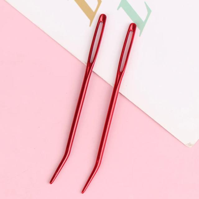 Conjunto de Agulhas de Tapeçaria e Crochê com Fios de Tricô - Agulhas Bent Tip e Blunt para Teceitura e Costura, 2 Peças
