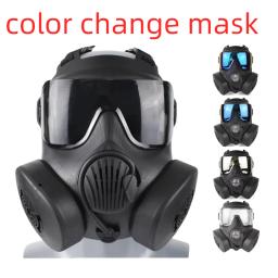 Zlangsports Máscara facial de airsoft tática de paintball com mudança de cor e ventiladores duplos Máscaras de proteção CS Cosplay - Image 1