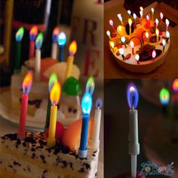 Velas multicoloridas para decoração de bolo, chamas seguras, casamento e festa de aniversário, chama colorida, sobremesa, 12 pçs/pacote - Image 4