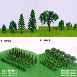 Modelo de Cenário em Miniatura de Plástico, DIY, Exterior, Paisagem, Ferrovia, Construção, Acessórios, Modelos de Mesa de Areia, 50pcs - Image 3