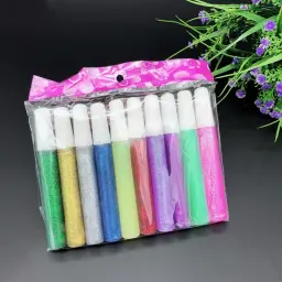 10 cores conjunto de glitter em pó adesivo crianças diy artesanato de papel arte pintura desenho cola líquida pigmento prego gel caneta - Image 3