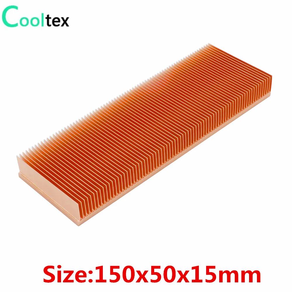 Cooltex 150x50x15mm dissipador de calor de cobre puro skiving fin dissipador de calor radiador para chip eletrônico led cooler - Image 1