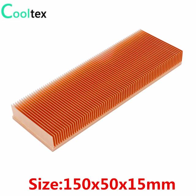 Dissipador de Calor de Cobre Puro Cooltex 150x50x15mm com Fins Skiving para Chips Eletrônicos e LEDs