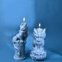 Molde De Silicone De Besta Mítrica Chinesa, Vela Do Pilar Do Dragão 3D, Molde De Gesso, Besta Espiritual, Molde De Artesanato De Sabão De Cimento - Image 5