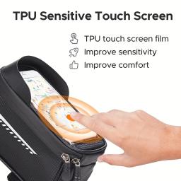 Bolsa para feixe dianteiro de bicicleta, bolsa para tubo frontal, ciclismo, touchscreen, suporte de telefone, à prova d'água, armazenamento de sela, mtb, acessórios de bicicleta de estrada - Image 2