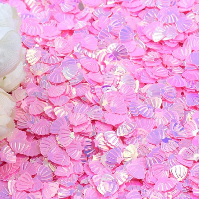 Pacote com 15g de Glitter Iridescente em Forma de Concha - Confeitos Temáticos para Festas de Sereia, Aniversários e Chá de Bebê, 7mm