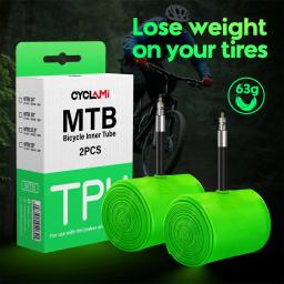 Cyclami tubo interno de bicicleta ultraleve, 26 27.5 29 polegadas, mtb, material tpu, pneu 45mm, válvula francesa, super leve, anti-oxidação - Image 2