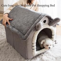 Cama dobrável para gatos/cachorros, cama para dormir para animais de estimação, removível e lavável, canil para casa de cachorro, ninho interno para gatos - Image 2
