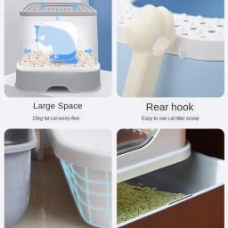 Caixa de lixo de gato fechada avançada, Anti-Splatter com controle de odor, Grande produto essencial de higiene felina - Image 6