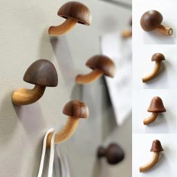Madeira Magnetic Frigorífico Ímãs, 3D Bonito Forma Cogumelo, Frigorífico Adesivo, Mensagem, Foto Ganchos, Artesanato Decoração, 1Pc - Image 1