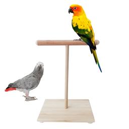 Papagaio de madeira poleiro t suporte pássaro treinamento pata moagem brinquedos pet cockatiel gaiola ninho plataforma de jogo - Image 2