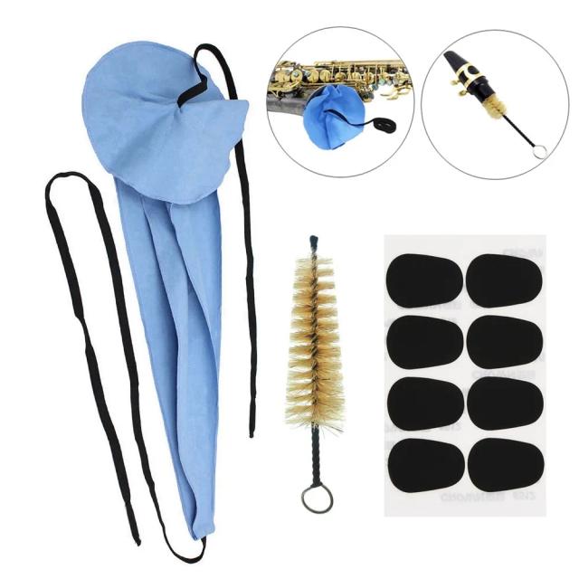 Kit de Limpeza para Instrumentos Musicais: Pano de Microfibra e Escova para Saxofone, Clarinete e Trompa