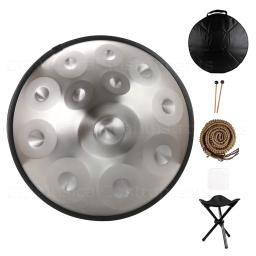 Prata Handpan Drum para iniciantes Professional Meditação Instrumento Aço Tongue DrumD Major Handpan 22 em, 9/10/12 Notas 440HZ - Image 3