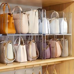 Clear Bag Storage Rack Divisor, Organizador de bolsa, Acrílico Partition Display, Gabinete transparente, Bags Storage Stand, 2Pcs - Image 1