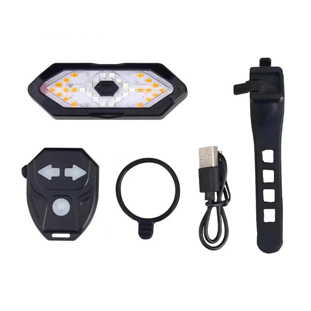 USB de carregamento LED bicicleta cauda luz, Night Riding, controle remoto sem fio, Turn Signal Lights, 32 LEDs - Image 1