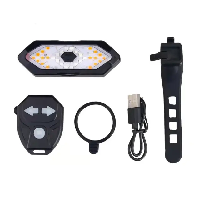 Luz de Cauda USB para Bicicleta com LED, Controle Remoto Sem Fio, Sinalizador de Turno e Iluminação Noturna com 32 LEDs
