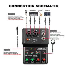 TEYUN-Console de Placa de Som Portátil, Mini USB MIXER para Gravação de Guitarra, 2 Canais, Q12 - Image 3
