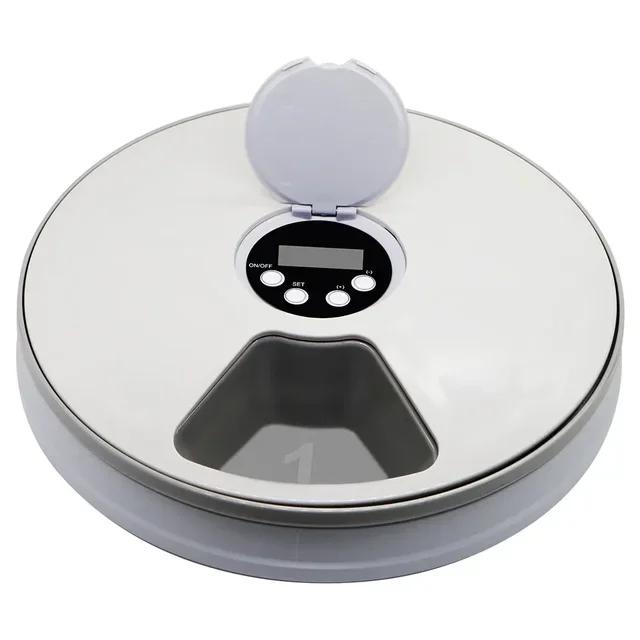 Alimentador Automático Elétrico para Pets com 6 Refeições e Sincronismo Redondo, Ideal para Cães e Gatos
