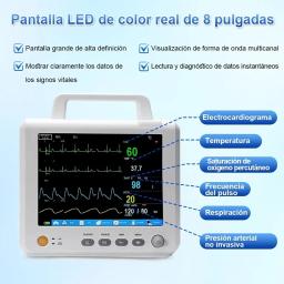 Resoxy Medical Monitor de Sinais Vitais NIBP RESP TEMP PR HR ECG SPO2 8in Monitor Multi-Paramétrico Para Monitoramento de Sinais Vitais do Paciente - Image 2