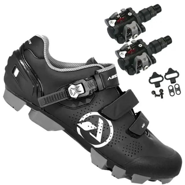 Sapatilha MTB Absolute Nova Wild Preta com Pedal Wellgo M919 para Ciclismo Desempenho Elevado