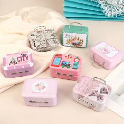 Lata De Armazenamento De Mala Pequena Vintage, Caixa De Doces De Metal, Caixa De Presente De Cookie, Organizador De Diversos, Latas, 1Pc - Image 1
