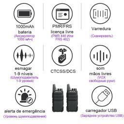 RETEVIS RT622 Walkie Talkie Mini 2 pcs PMR 446 Rádio bidirecional portátil ht PTT Walkie-talkies Rádio de comunicação para restaurante - Image 4