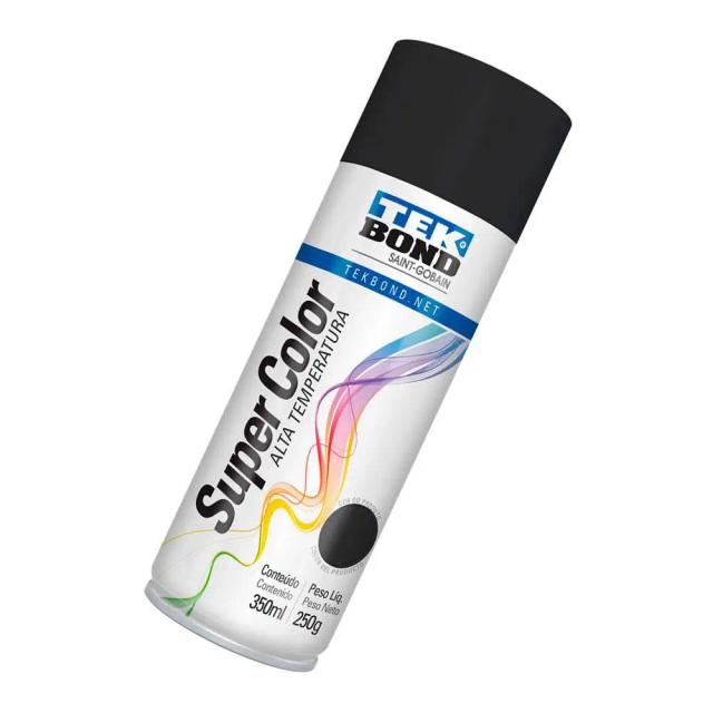 Tinta Spray Preto Fosco 350ml Tekbond Resistência a Alta Temperatura