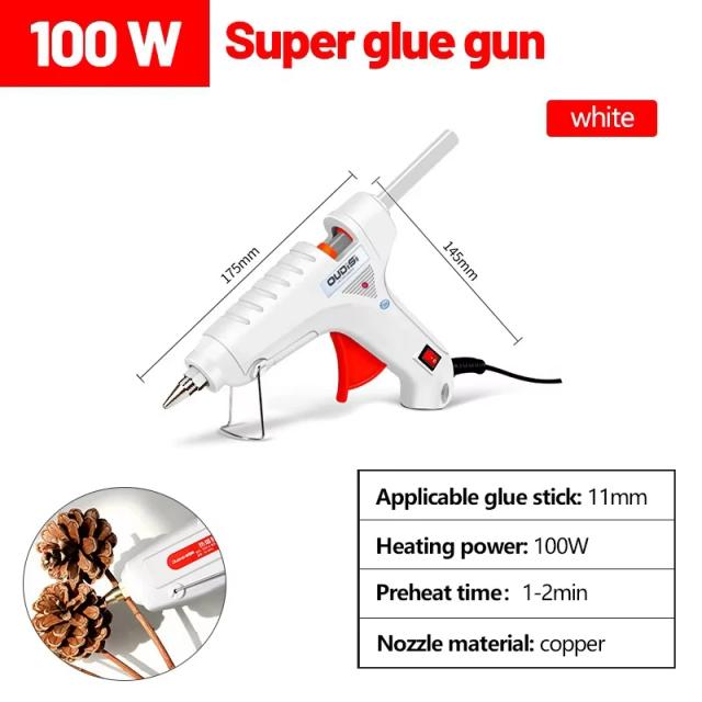 Pistola de Cola Quente Mini 100W para Uso Doméstico e Industrial com Bastões de Cola de 11mm - Ideal para DIY e Reparos Elétricos