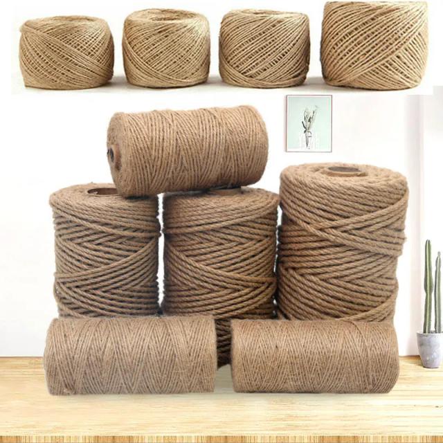 Fio de Juta Natural 1-14mm para Artesanato DIY, Embrulho de Presentes e Decoração de Festas e Casamentos, Disponível em 1-100m