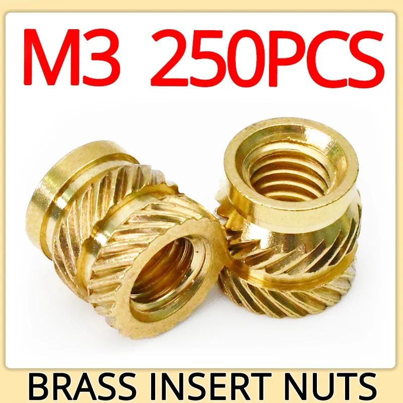 250 peças m3 inserção porca de latão fio serrilhado de derretimento quente porcas de cobre embutidas pressionadas apto para impressora 3d caixa de plástico - Image 1