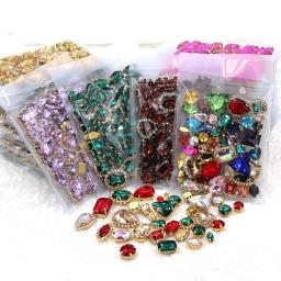 Fivela De Cristal De Strass Brilhante, Forma Mista Costurar Em Vidro, Garra De Ouro, Decoração De Casamento DIY, Roupas, Sapato, Vestido, 10 Cores, 50Pcs por Saco - Image 3