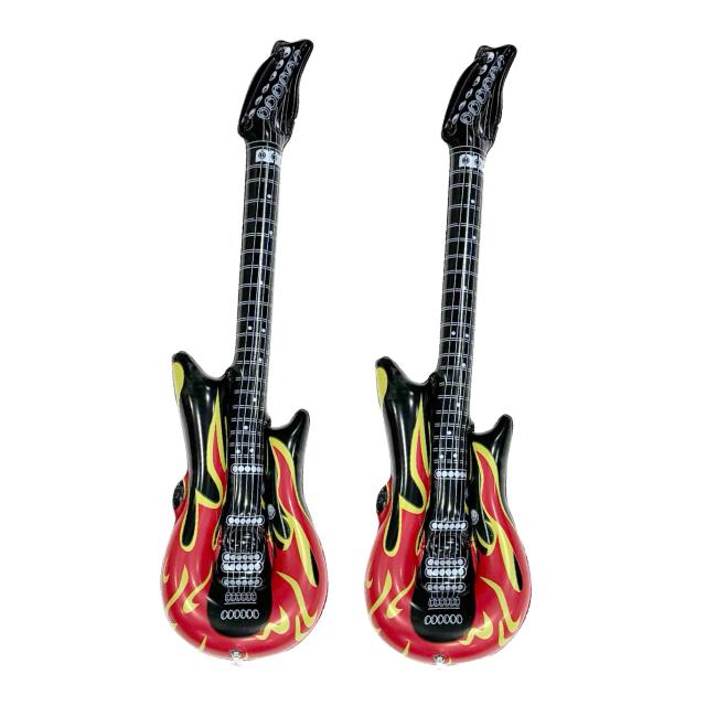 Balões Infláveis de Guitarra Flamejante Reutilizáveis para Decoração de Festas de Música - Kit com 2 Unidades de 36"