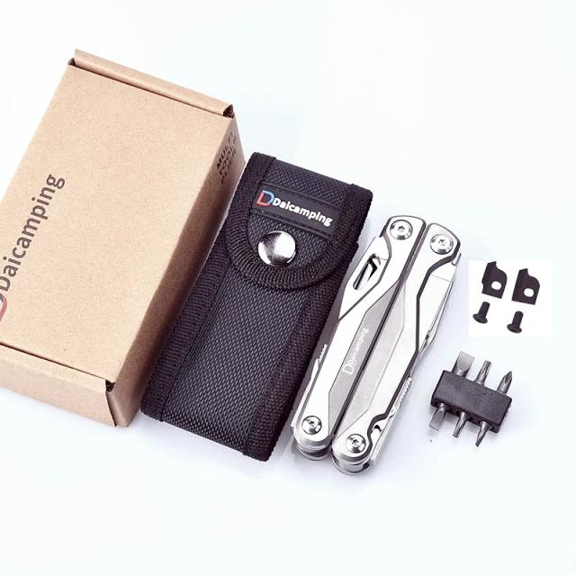 Conjunto Multi-Ferramentas Daicamping para Camping ao Ar Livre: Faca Dobrável, Tesoura, Alicate e Alça em Titânio DL7