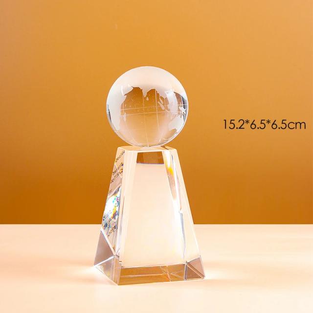 Troféu de Cristal Personalizado para Eventos Esportivos e Prêmios Empresariais com Design Exclusivo em Forma de Bola de Golfe e Trapézio