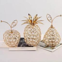 3D Artesanato De Cristal Pêra Ornamento De Maçã, Strass Brilhante, Decoração De Mesa Centerpiece, Fotografia Prop, Casa, Decoração Do Casamento, Presentes - Image 1